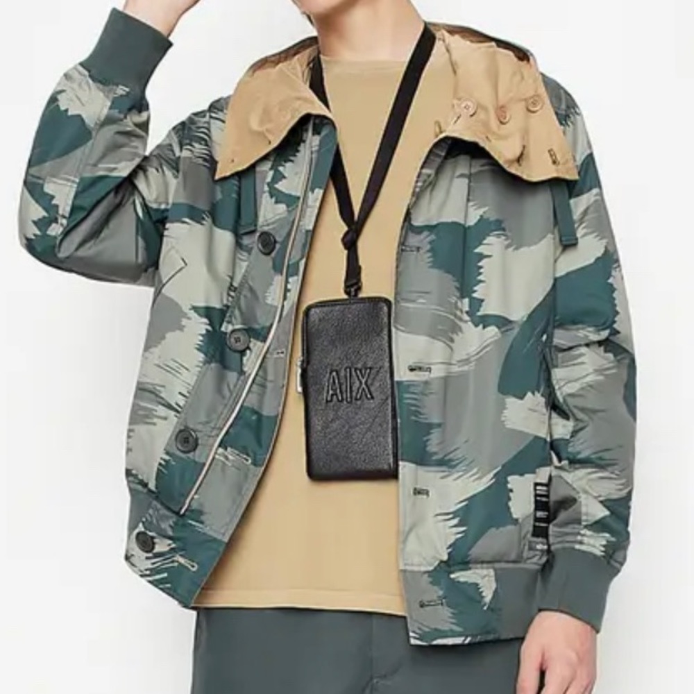 *SOLD* Armani Exchange Reversible Jacket size L Green/Tan - Picture 1 of 6